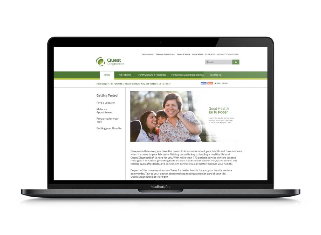 Quest Diagnostics Client Website